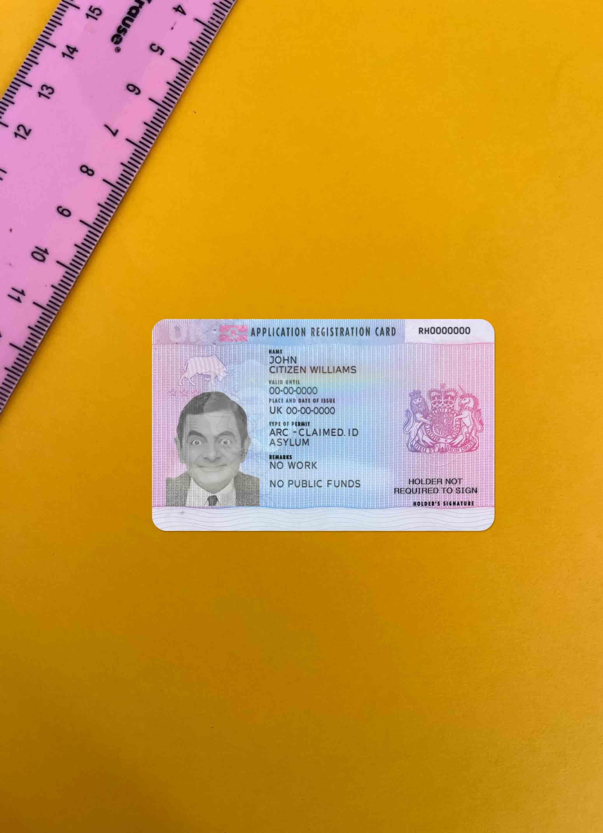 Download UK application registration card photolook FRONT Photoshop template